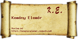Kemény Elemér névjegykártya