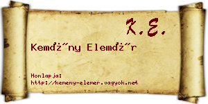 Kemény Elemér névjegykártya